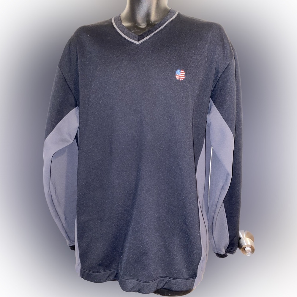 Nike Golf Men’s XL Black NikeFit Therma Pullover V Neck American Flag Shamrock